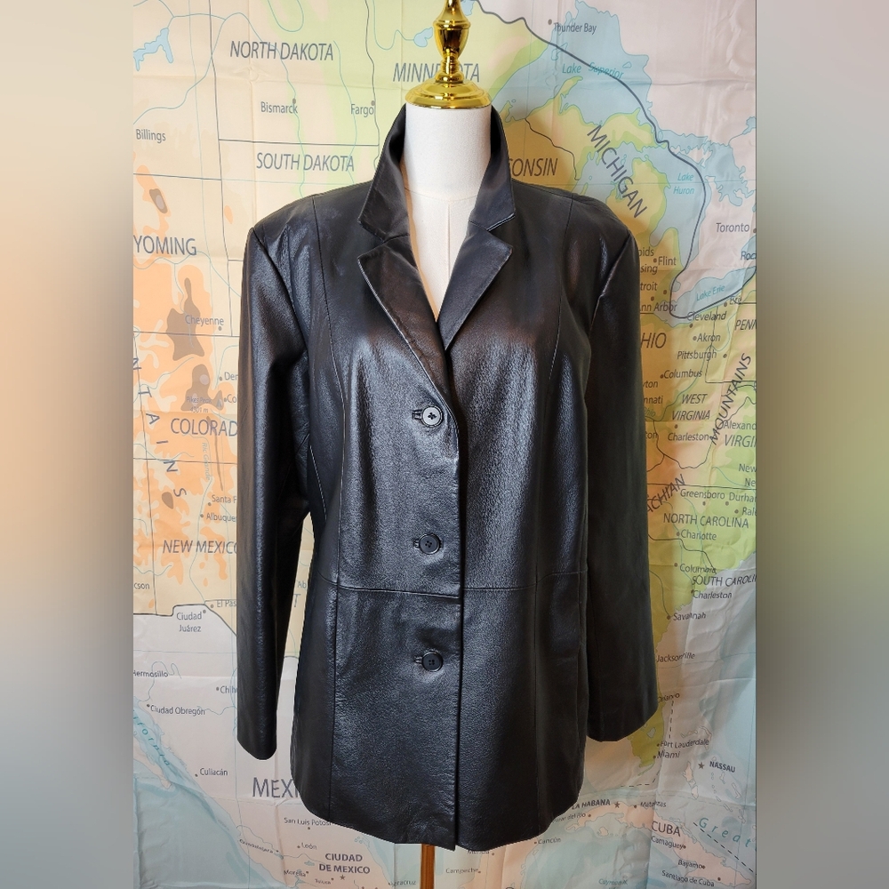 Marc Mattis Black Leather Jacket Size XL Coat